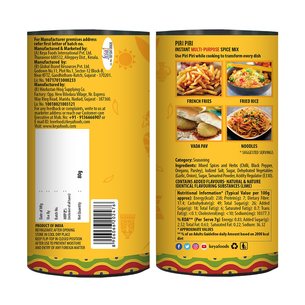 Keya International Sprinklers Combo | Italian Pizza Oregano 80gm | Piri Piri 80gm | Italian Pizza Chilli 70gm | Pack of 3