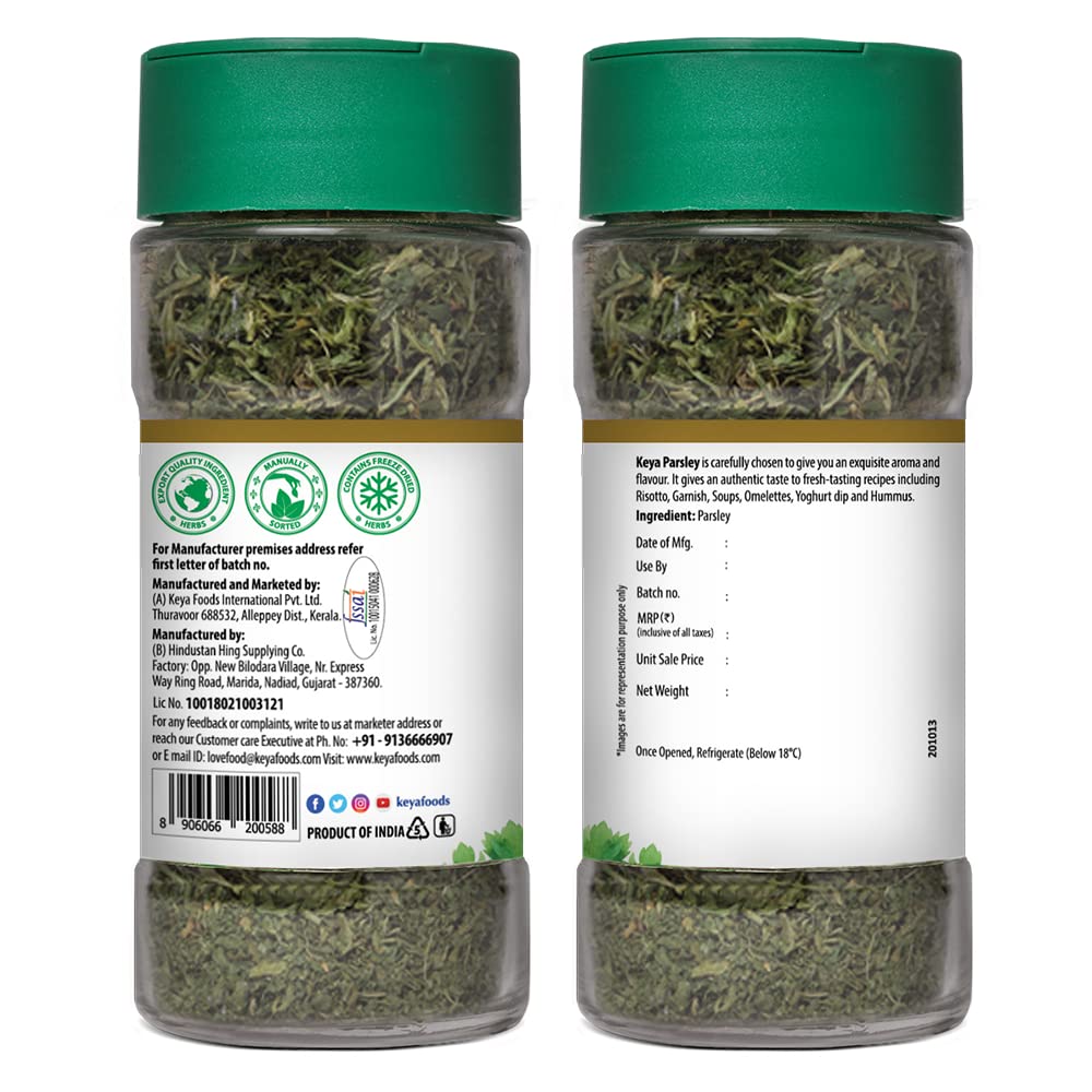 Keya Parsley | Seasoning for Meats, Soups, Sauces, Vegetables, and Beverages | Rich in Antioxidants & Supports Digestion | No Artificial Flavours or Colours | 15g