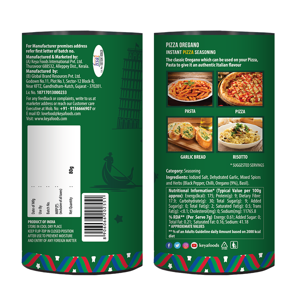 Keya International Sprinklers Combo | Italian Pizza Oregano 80gm | Piri Piri 80gm | Italian Pizza Chilli 70gm | Pack of 3