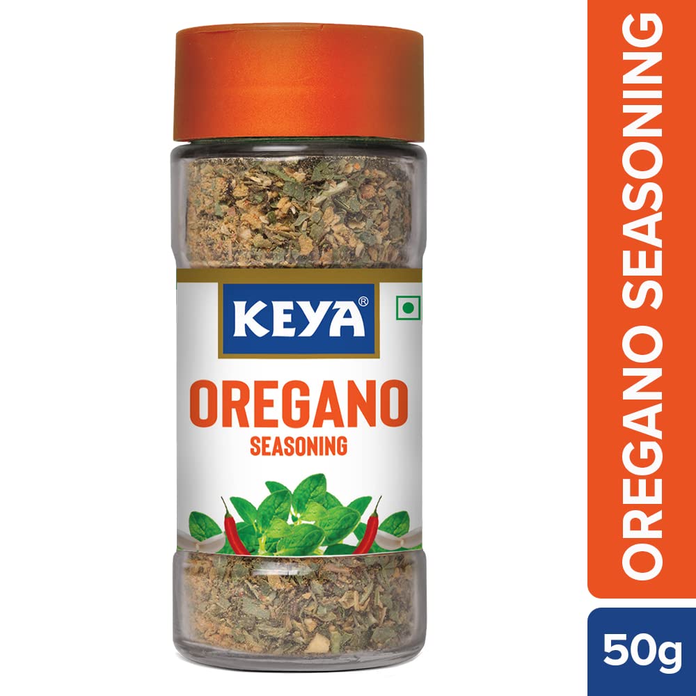 Keya Oregano Seasoning | All Natural & Healthy Spice Blend for Pizza, Pasta & More | Glass Bottle | Premium Herbs and Spices | Contains Freeze dried herbs| Export Quality | No Preservatives | The rich aroma that lasts | 50g