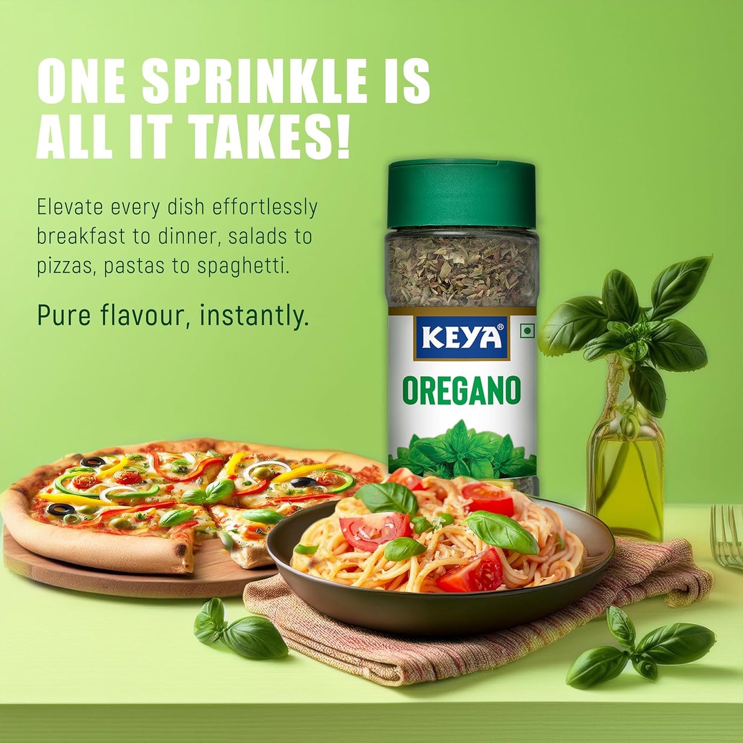 Keya Oregano | Freeze Dried | Seasoning For Pizza, Pasta, Marinades And Soups | No Artificial Flavour And Colours | Sprinkler |15gm