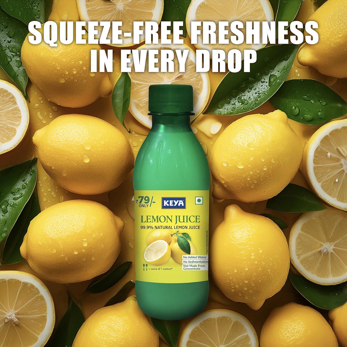 Keya Fresh Lemon Juice| Contains Natural Lemon Juice| No Added Water, No Concentrate, No Sedimentation|Fresh for 24 Months| Quick, Easy, Hassle Free Essential| For Everyday Cooking & Beverages| 250 ml