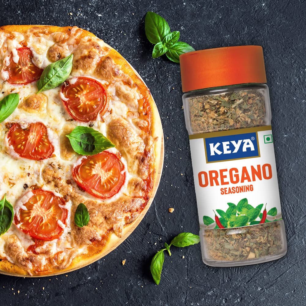 Keya Oregano Seasoning | All Natural & Healthy Spice Blend for Pizza, Pasta & More | Glass Bottle | Premium Herbs and Spices | Contains Freeze dried herbs| Export Quality | No Preservatives | The rich aroma that lasts | 50g