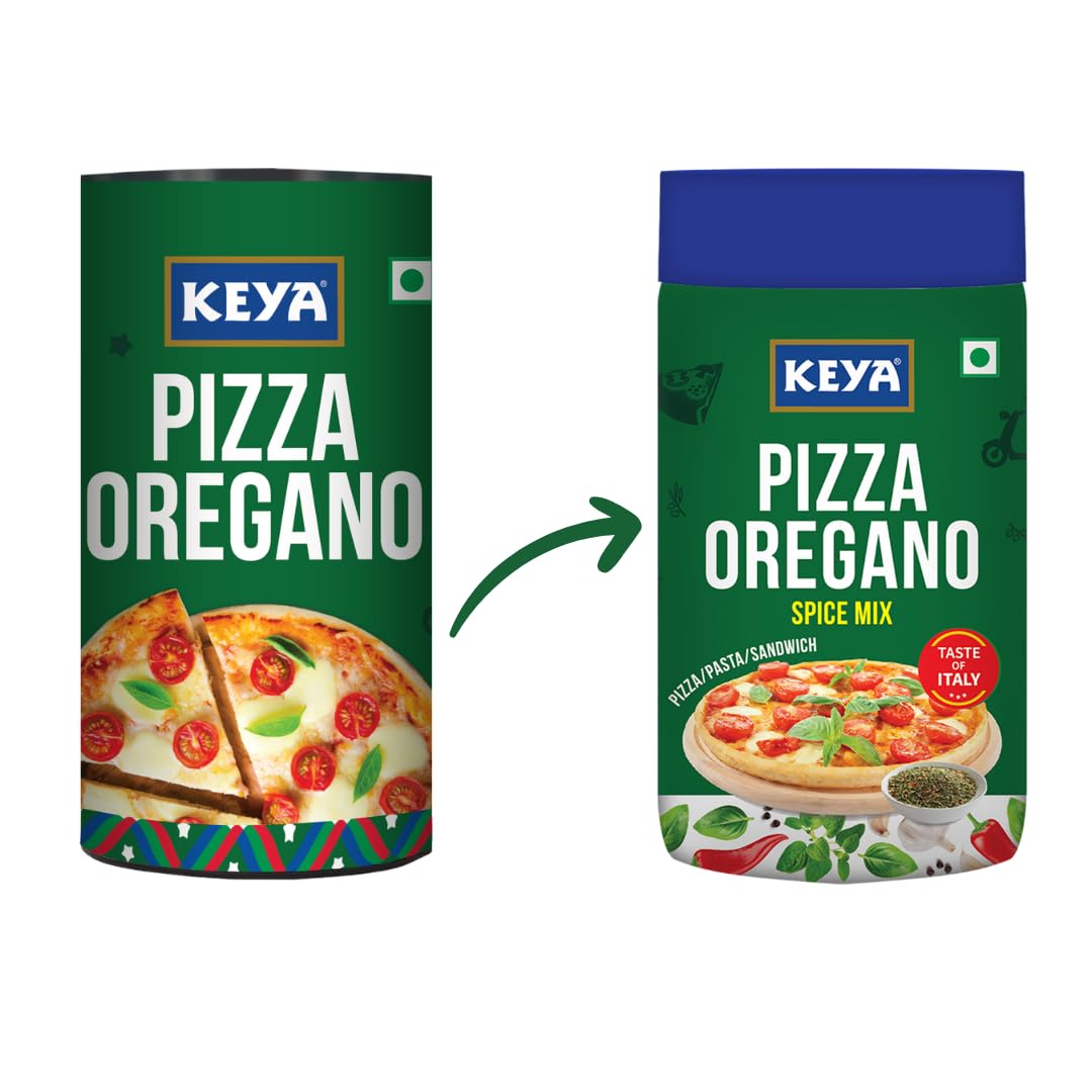 Keya Italian Pizza Oregano | Pizza Oregano Spice Mix | Healthy Italian Seasoning | Multipurpose Seasoning | Vegan | No Preservatives, Artifical Colours & Flavours | No MSG | Sprinkler |Perfect for Pizza, Garlic Bread, Makhana| 80g