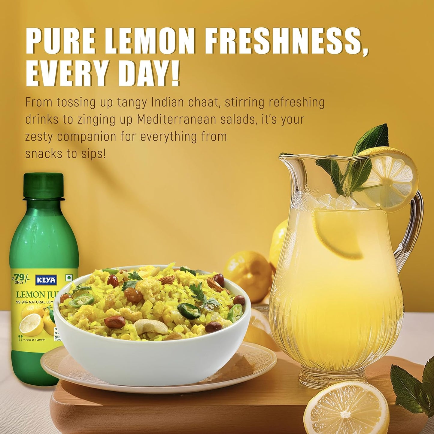 Keya Lemon Juice Concentrate 250ml | Contains Natural Lemon Juice | Goodness of 25 Fresh Lemons (Pack of 2)