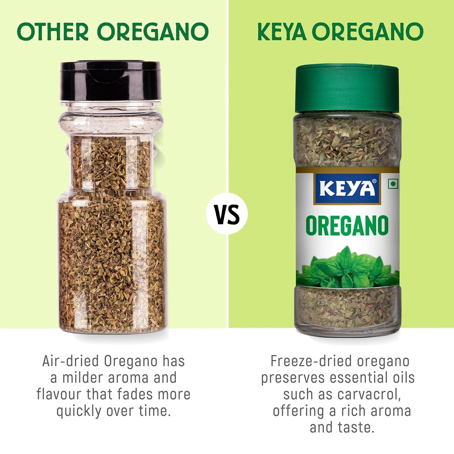 Keya Oregano | Freeze Dried | Seasoning For Pizza, Pasta, Marinades And Soups | No Artificial Flavour And Colours | Sprinkler |15gm