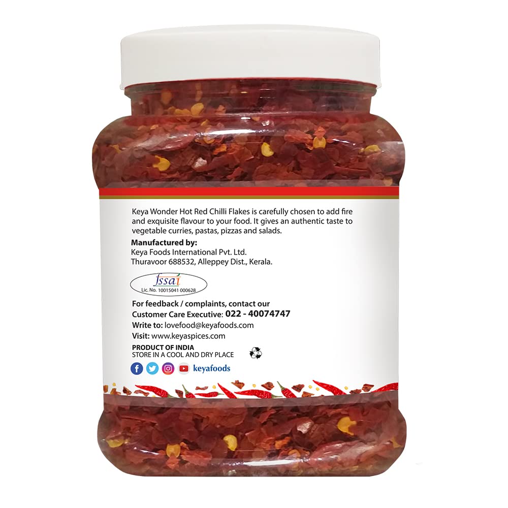Keya Red Chilli Flakes - 300g | Premium Quality Crushed Red Chili for Bold, Spicy Flavor | Perfect for Cooking, Seasoning, and Garnishing | Ideal for Pizzas, Pastas, Indian and Mexican Dishes | 300g