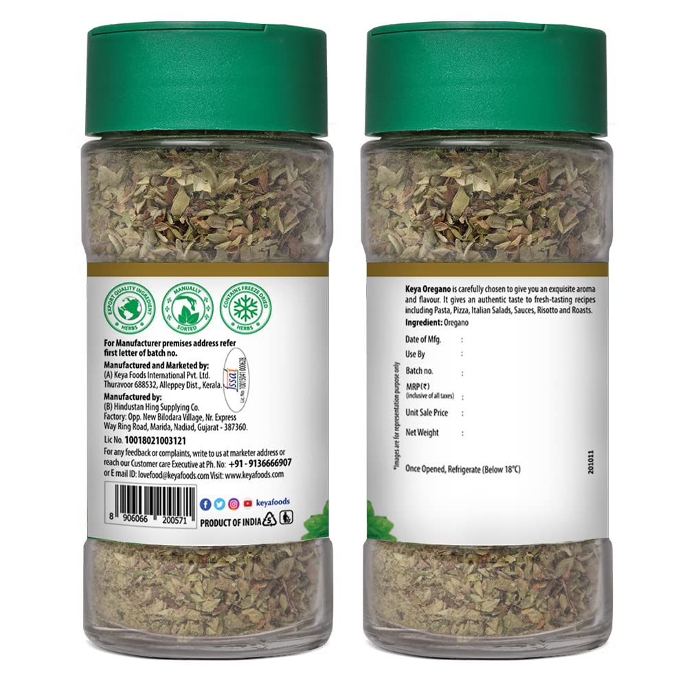 Keya Oregano | Freeze Dried | Seasoning For Pizza, Pasta, Marinades And Soups | No Artificial Flavour And Colours | Sprinkler |15gm