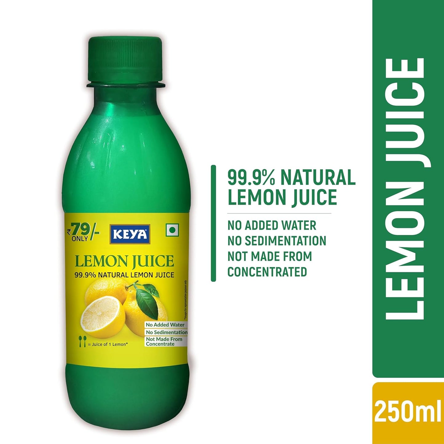 Keya Lemon Juice Concentrate 250ml | Contains Natural Lemon Juice | Goodness of 25 Fresh Lemons (Pack of 2)