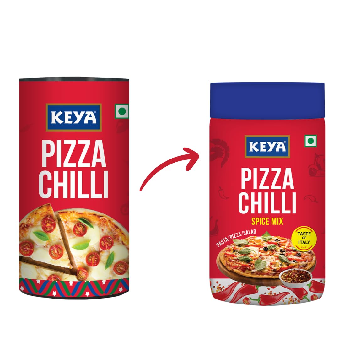 Keya Pizza Chilli Flakes | Natural Chilli Flakes | Dry Red Chilli Flakes| Seasonings |Multipurpose Seasoning| Zero added Colours, Fillers, Additives & Preservatives | 100% Natural | Perfect for Pizza, Pasta, Chilli Potato, Sweet Corn, Makhana| 70g