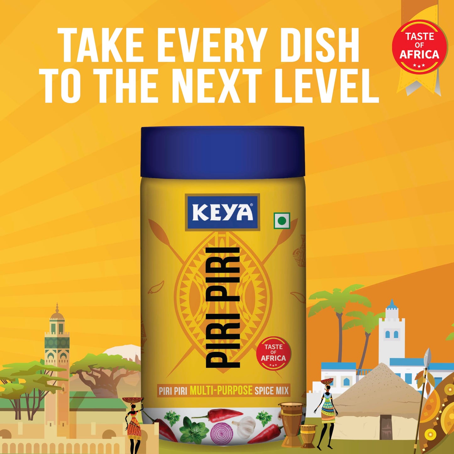 Keya Piri Piri | Peri Peri | Exotic Spice Mix | Multi-purpose Seasoning | Zero Artifical Colours | No Added MSG | Instant Seasoning Mix |Marinade Mix, Dip Mix, Sprinkler| Perfect for Fries, Sweet Corn, Makhana, Papad, Khichdi| 100g
