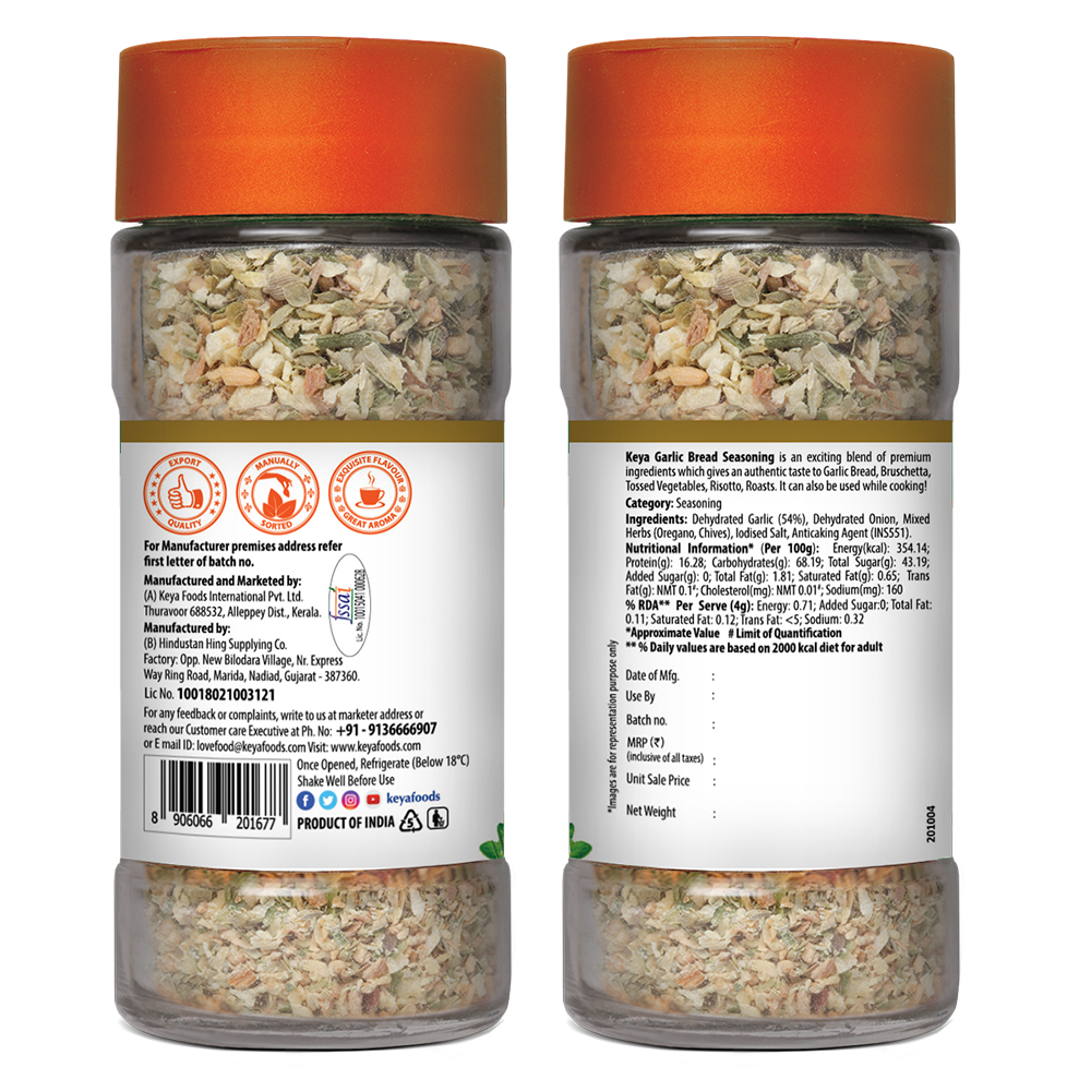 Keya Herb and Seasonings Combo Oregano 15g, Garlic Bread Seasoning 50g, Red Chilli Flakes 40g | Pack of 3