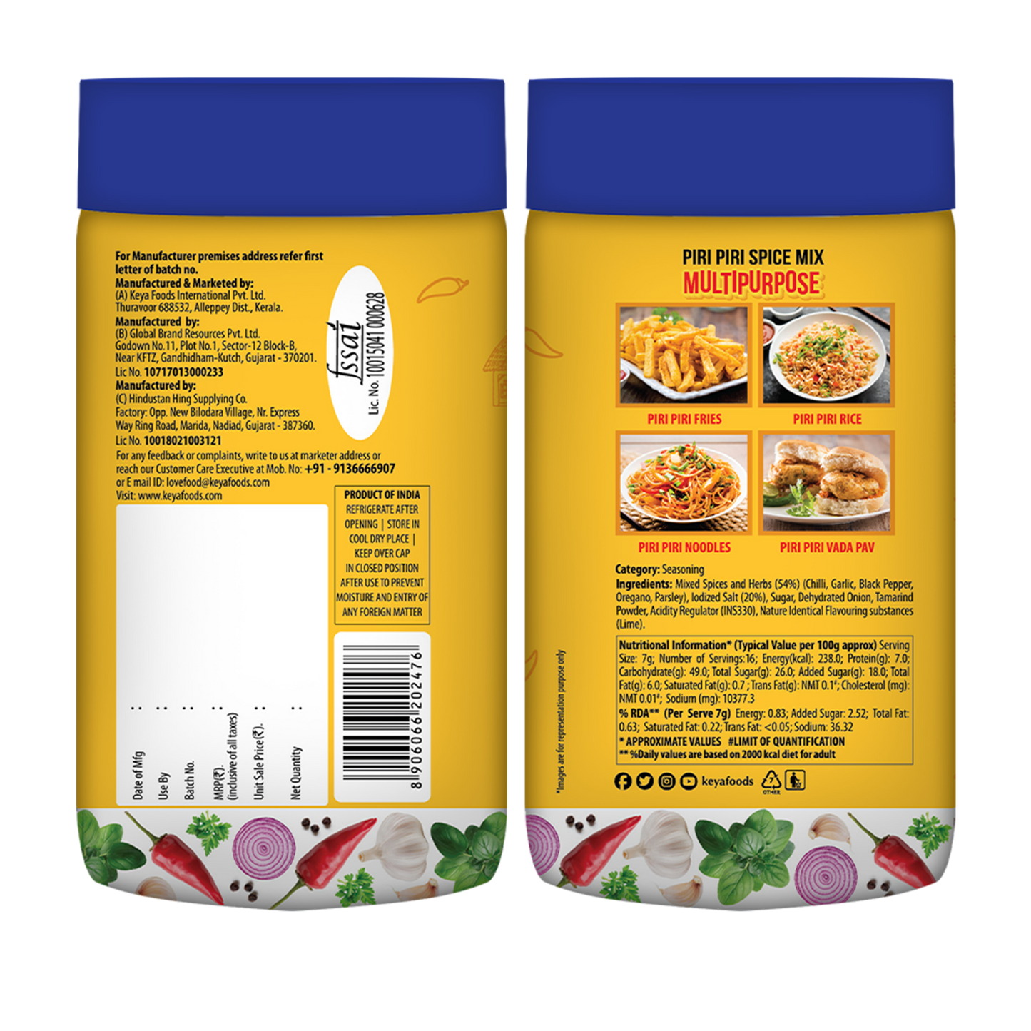 Keya Sprinklers Combo | Italian Pizza Oregano 80g | Piri Piri 100g | Seasonings For Pizza & Pasta | Premium All Natural & Healthy Italian Spice Blend for Pizza, Pasta | Sprinkler | No Artificial Flavours and Colours | Pack of 2