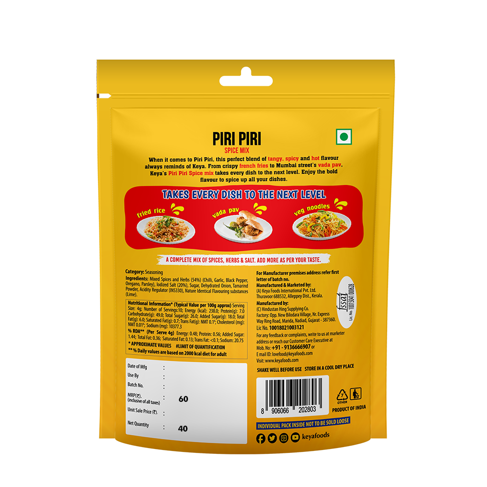 Keya Spice Mix Multipacks | Pizza Oregano 40g, Piri Piri 40g, Pizza Chilli Flakes 20g, Pack of 3