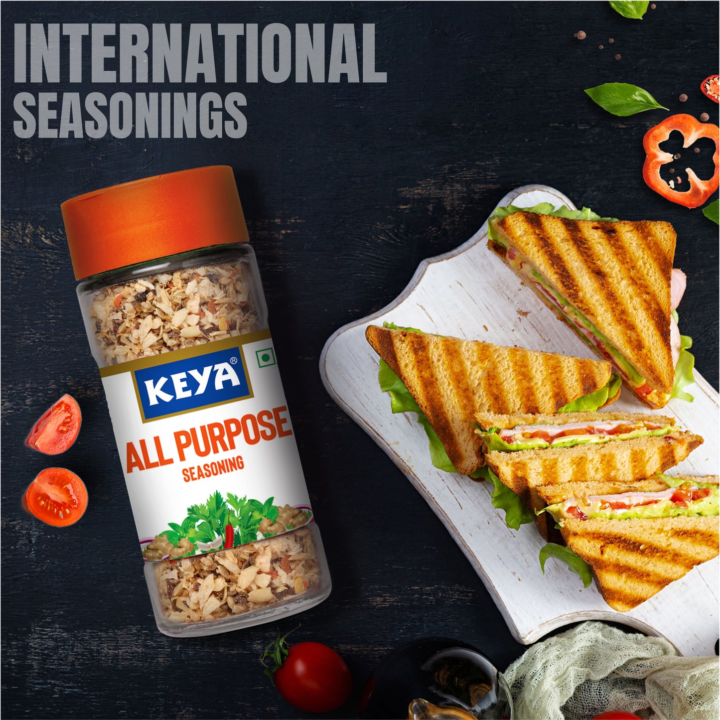 Keya All Purpose Seasoning 60gm l Natural & Healthy Spice Blend for Pizza, Pasta| Glass Bottle | Premium Herbs and Spices, 60gm