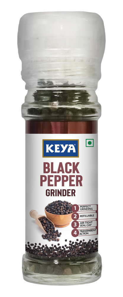 Keya Grinder Combo | Black Pepper Grinder 50gm | Black Salt Grinder 100gm Pack of 2