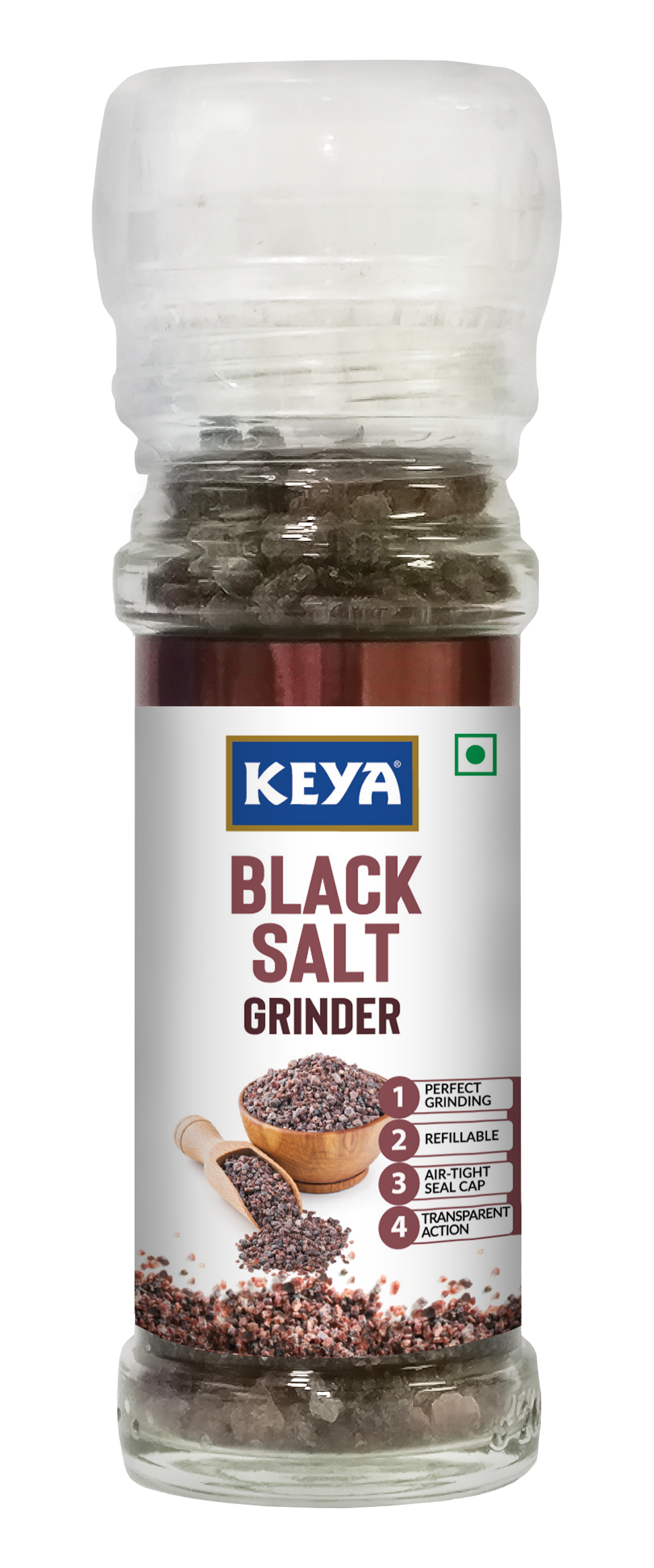 Keya Grinder Combo Pack – Black Pepper Grinder (50g) & Black Salt Grinder (100g) | Convenient Twist-Top Design for Effortless Seasoning, Cooking & Garnishing | Premium Quality, Easy-to-Use Set for Everyday Flavor Enhancement