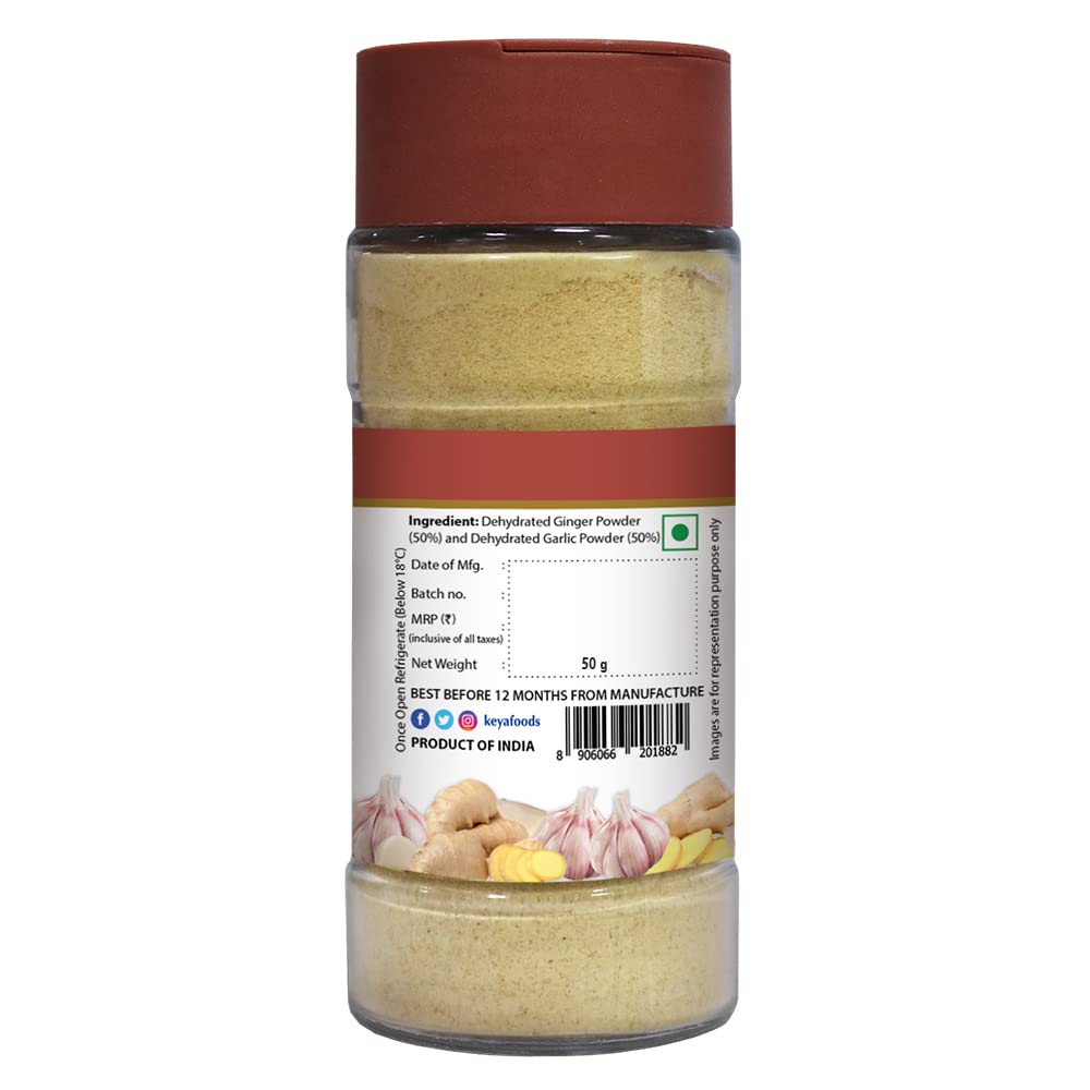 Keya Ginger Garlic Powder 50g | Pure, All-Natural, Flavor Booster for Cooking, Soups, Sauces |No Additives, Preservatives |