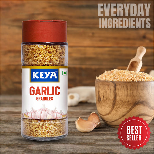 Keya Garlic Granules 55g | Pure, All-Natural, Flavor Booster for Cooking, Soups, Sauces |No Additives, Preservatives |