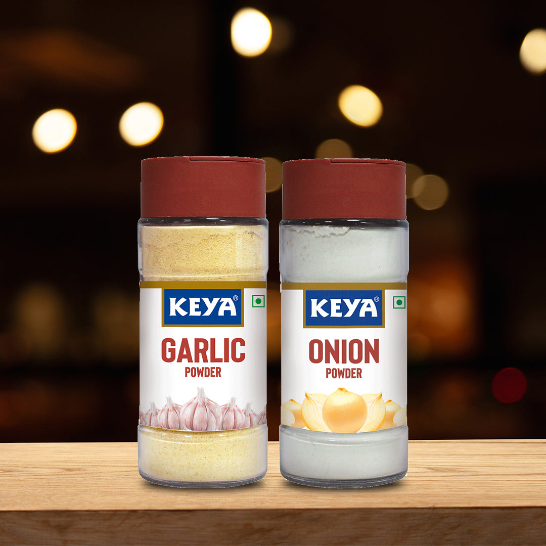 Keya Combo of Garlic Powder 55gm, Onion Powder 50gm, Pack 2