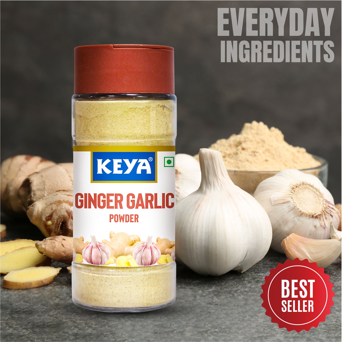 Keya Ginger Garlic Powder 50g | Pure, All-Natural, Flavor Booster for Cooking, Soups, Sauces |No Additives, Preservatives |