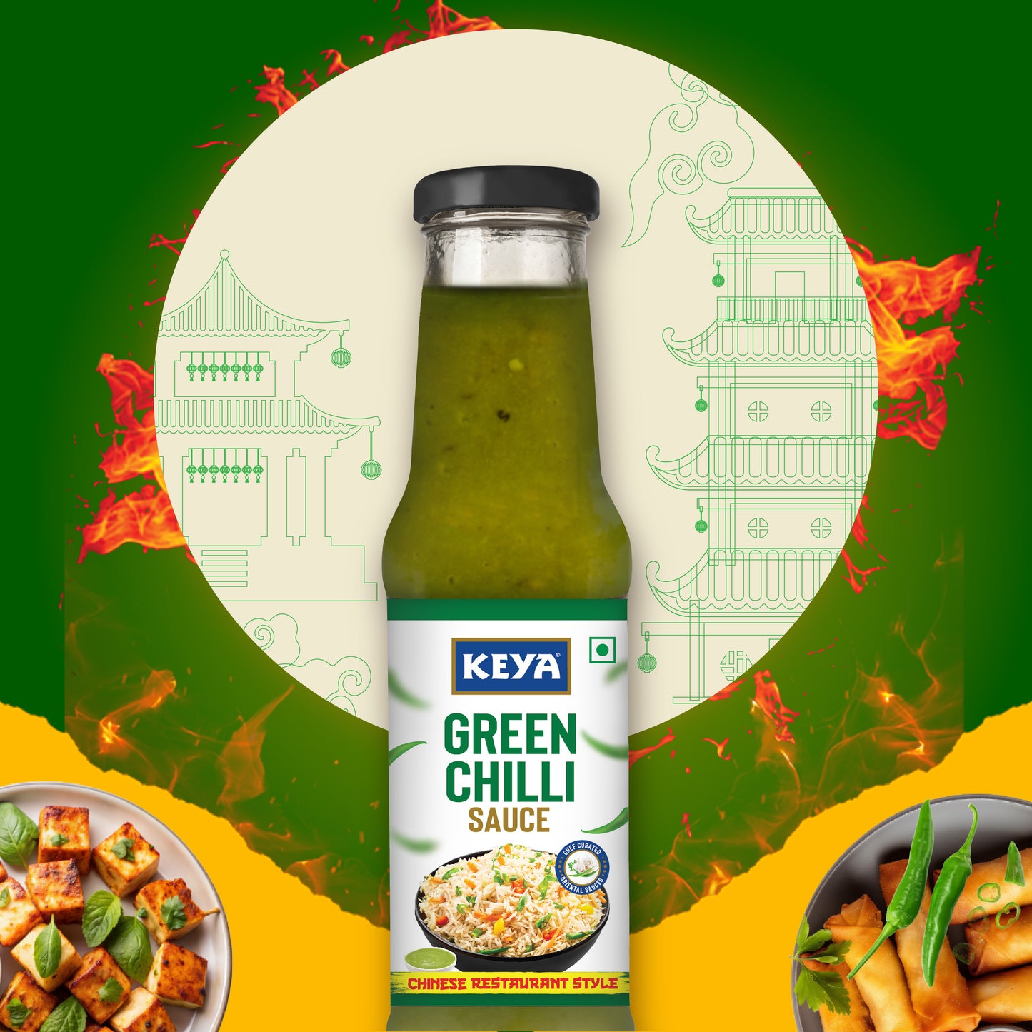 Keya Chinese Sauce Combo- Red Chilli Sauce 200g, Green Chilli Sauce 190g, Dark Soya Sauce 210g, Combo Pack 3