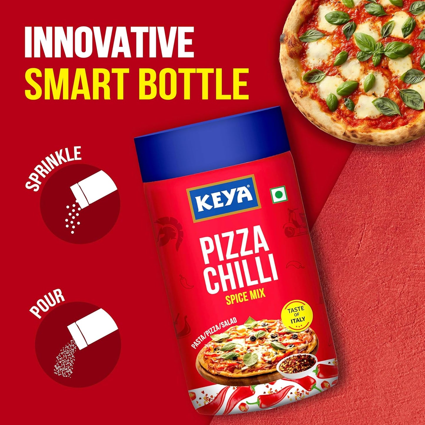 Keya International Sprinklers Combo | Italian Pizza Oregano 80gm | Piri Piri 100gm | Italian Pizza Chilli 70gm | Pack of 3