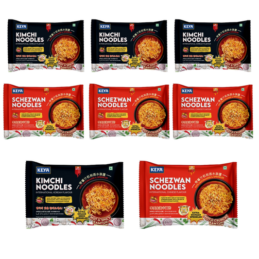 Kimchi & Schezwan Instant Noodles Combo Pack (4 Kimchi + 4 Schezwan)