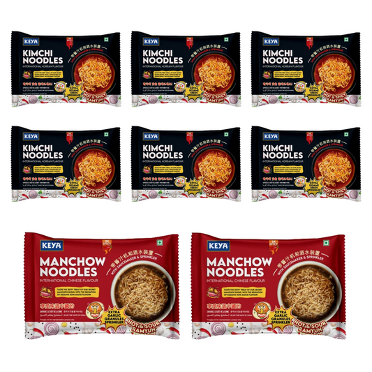Kimchi & Manchow Instant Noodles Combo Pack (6 Kimchi + 2 Manchow)
