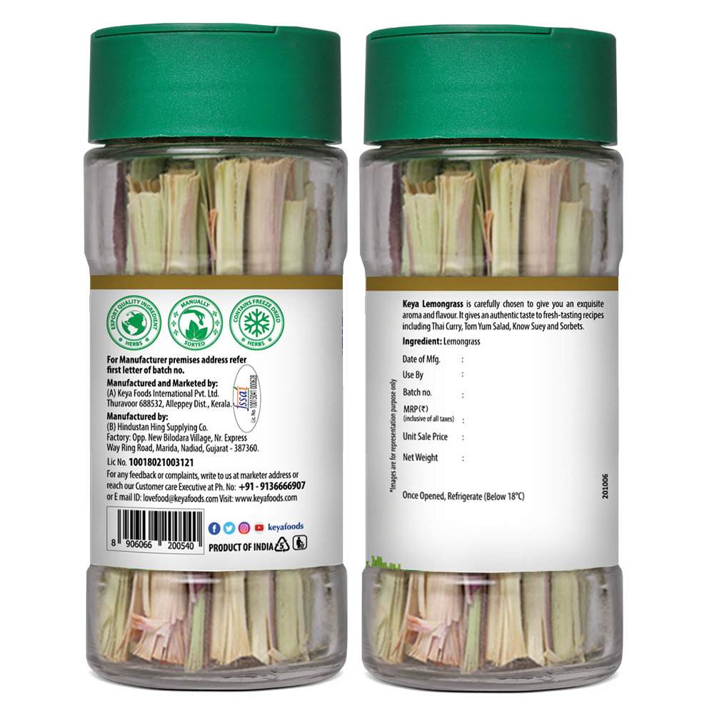 Keya Lemongrass | Seasoning for Meats, Soups, Sauces, and Vegetables | Rich in Antioxidants & Supports Digestion | No Artificial Flavours or Colours | 10g