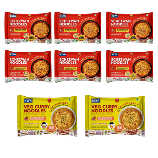 Schezwan & Veg Curry Instant Noodles Combo Pack (6 Schezwan + 2 Veg Curry)