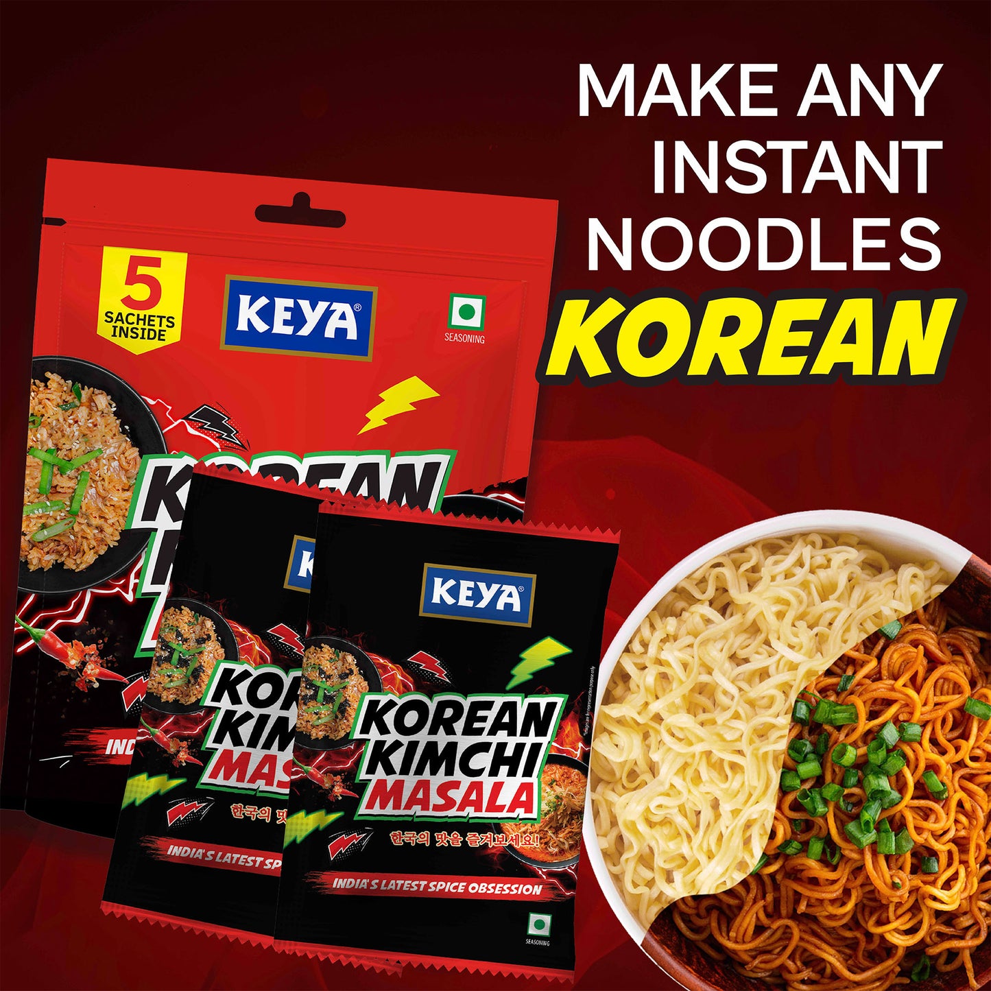 Keya Korean Kimchi Masala Multipack 40g | 5 sachets | 8g each