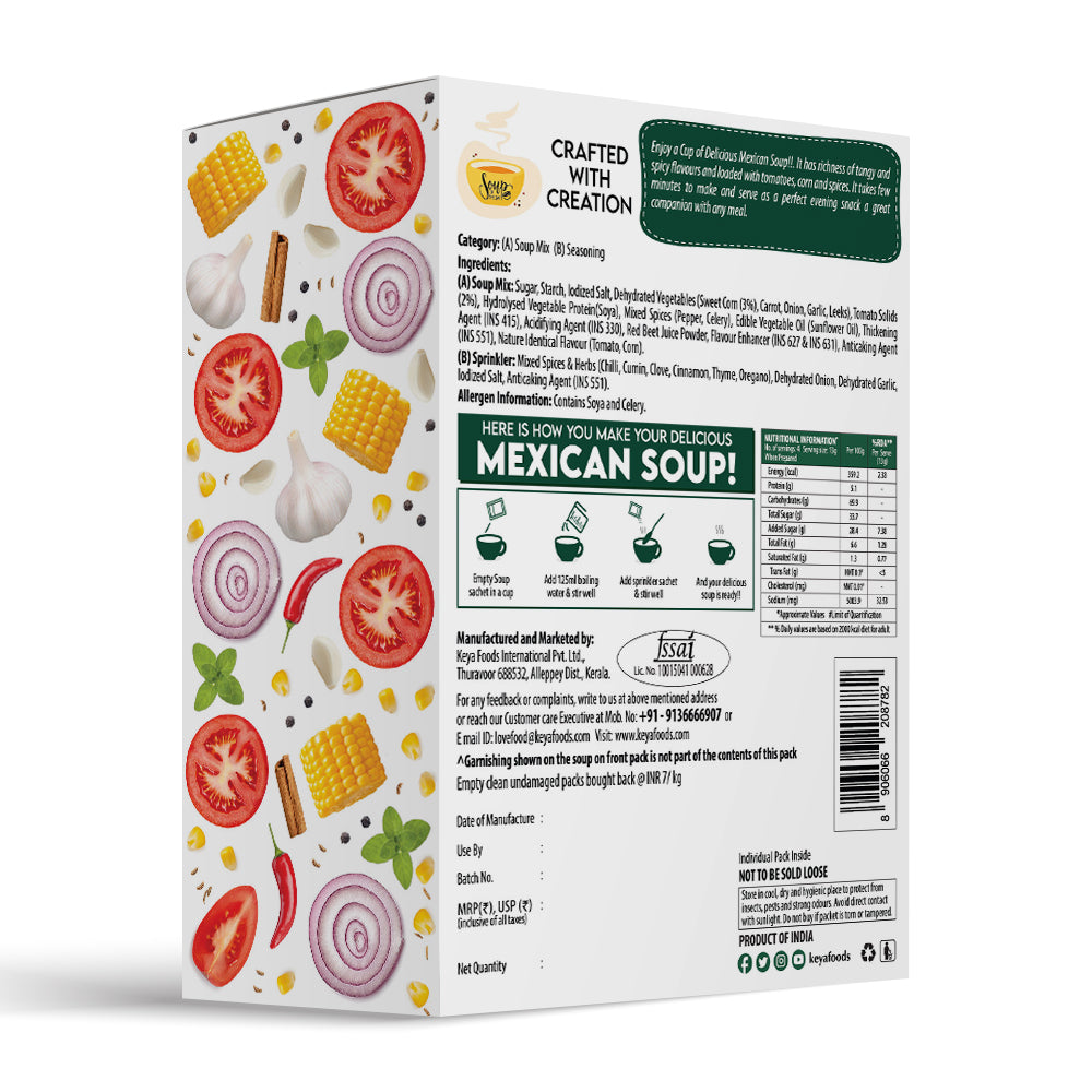 Keya Mexican Soup Tomato & Corn 52g | Keya African Soup Tomato & Piripiri 56g, Pack 2