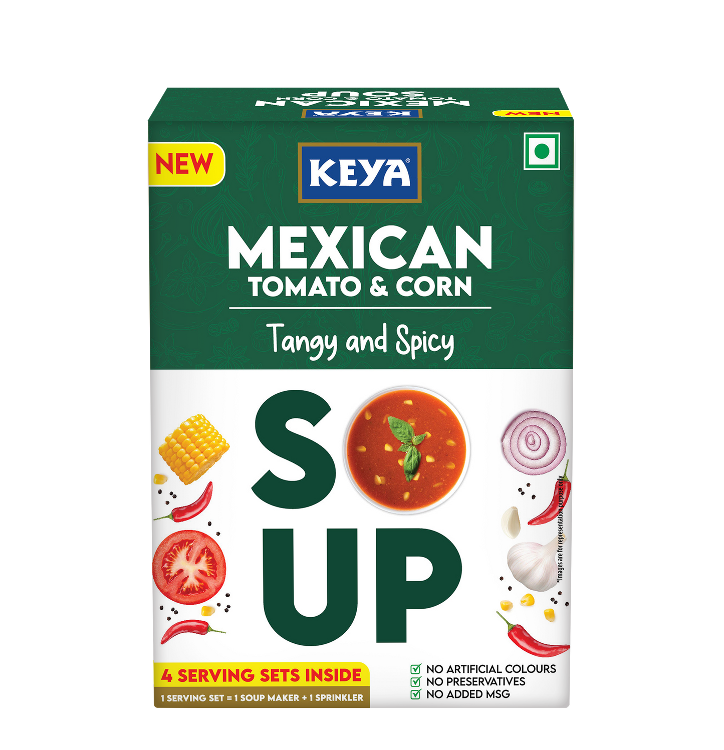 Keya Mexican Soup Tomato & Corn 52g | Keya Italian Soup Cream & Herbs 44g, Pack 2