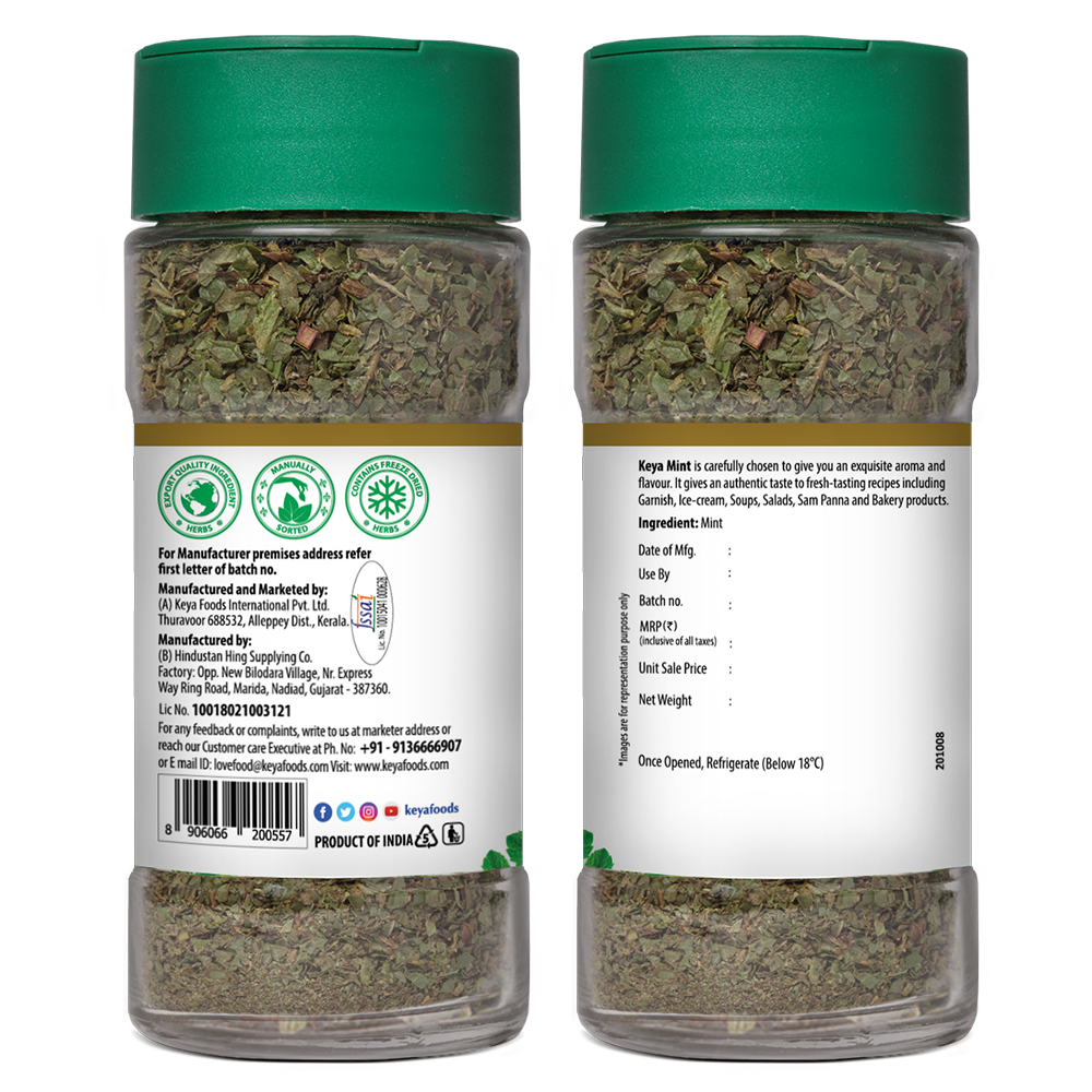 Keya Mint | Seasoning for Meats, Soups, Sauces, Vegetables, and Beverages | Rich in Antioxidants & Supports Digestion | No Artificial Flavours or Colours | 7g