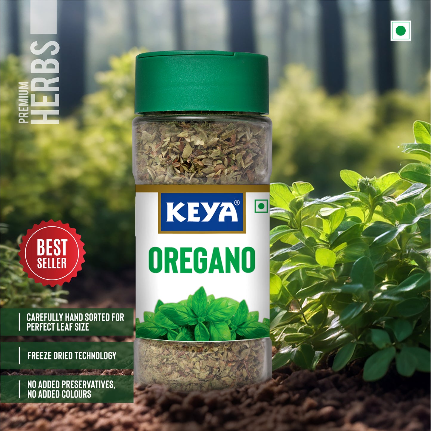 Keya Oregano | Freeze Dried | Seasoning For Pizza, Pasta, Marinades And Soups | No Artificial Flavour And Colours | Sprinkler |15gm