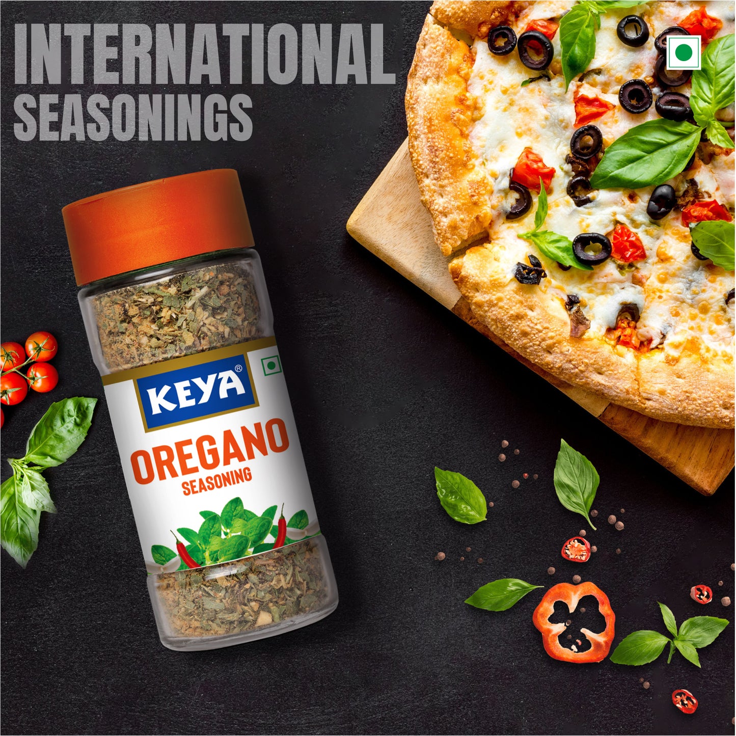 Keya Oregano Seasoning | All Natural & Healthy Spice Blend for Pizza, Pasta & More | Glass Bottle | Premium Herbs and Spices | Contains Freeze dried herbs| Export Quality | No Preservatives | The rich aroma that lasts | 50g