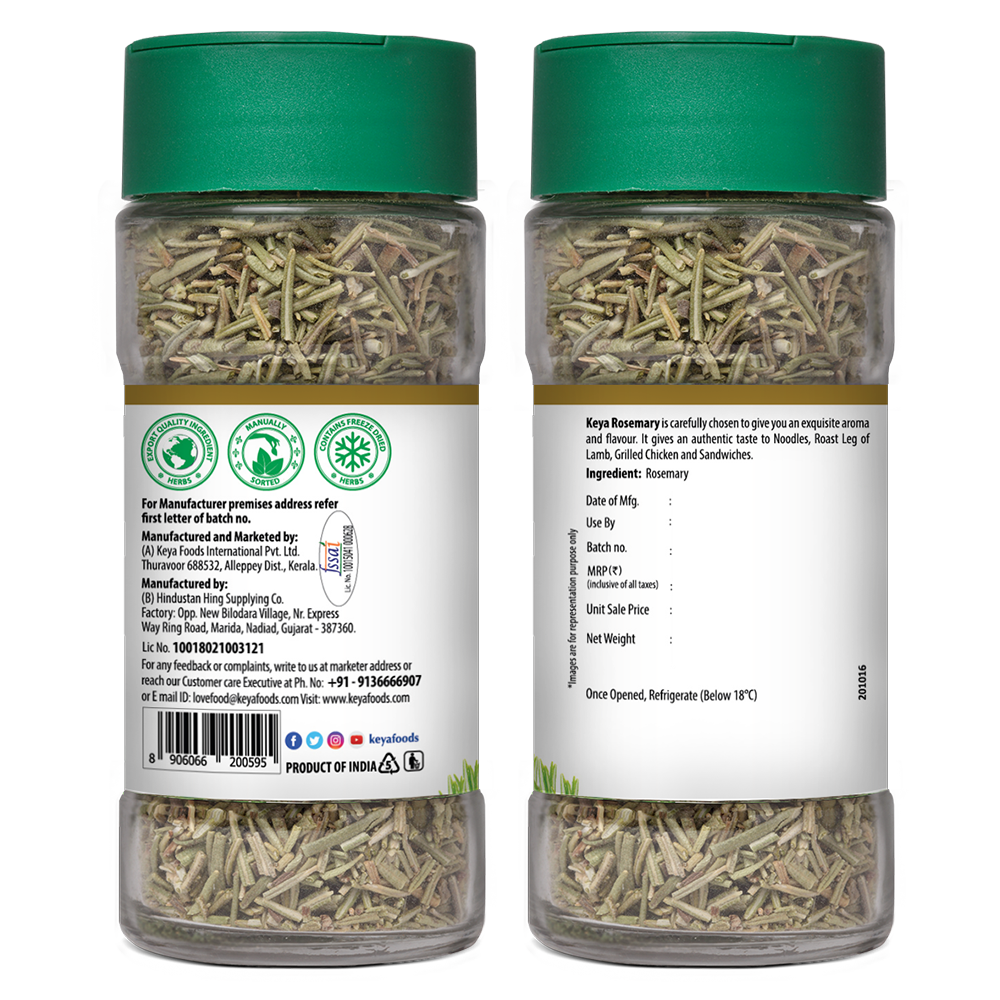 Keya Rosemary | Freeze Dried | Seasoning for Roasts, Soups, Sauces, and Marinades | Rich in Antioxidants & Supports Immunity | No Artificial Flavours or Colours | 17g