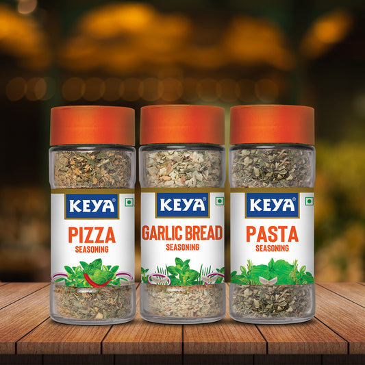 Keya Seasoning Combo| Keya Garlic Bread Seasoning 50g, Keya Pasta Seasoning 45g, Keya Pizza Seasoning 45| Pack of 3