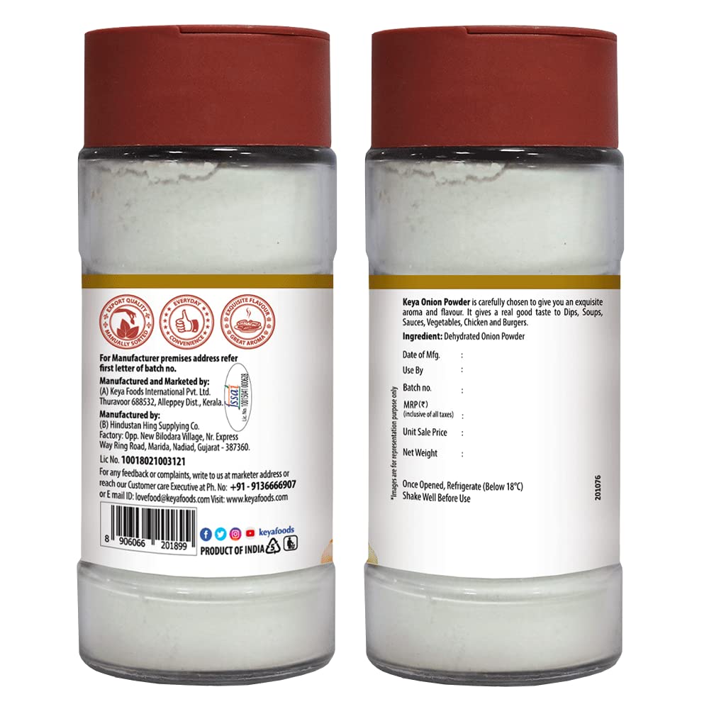 Keya Onion Powder 50g | Pure, All-Natural, Dehydrated White Onion Powder for Cooking, Seasoning & Spices | No Additives, Preservatives |