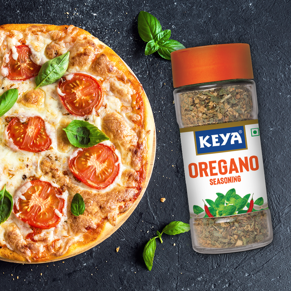 Keya Oregano Seasoning | All Natural & Healthy Spice Blend for Pizza, Pasta & More | Glass Bottle | Premium Herbs and Spices | Contains Freeze dried herbs| Export Quality | No Preservatives | The rich aroma that lasts | 50g