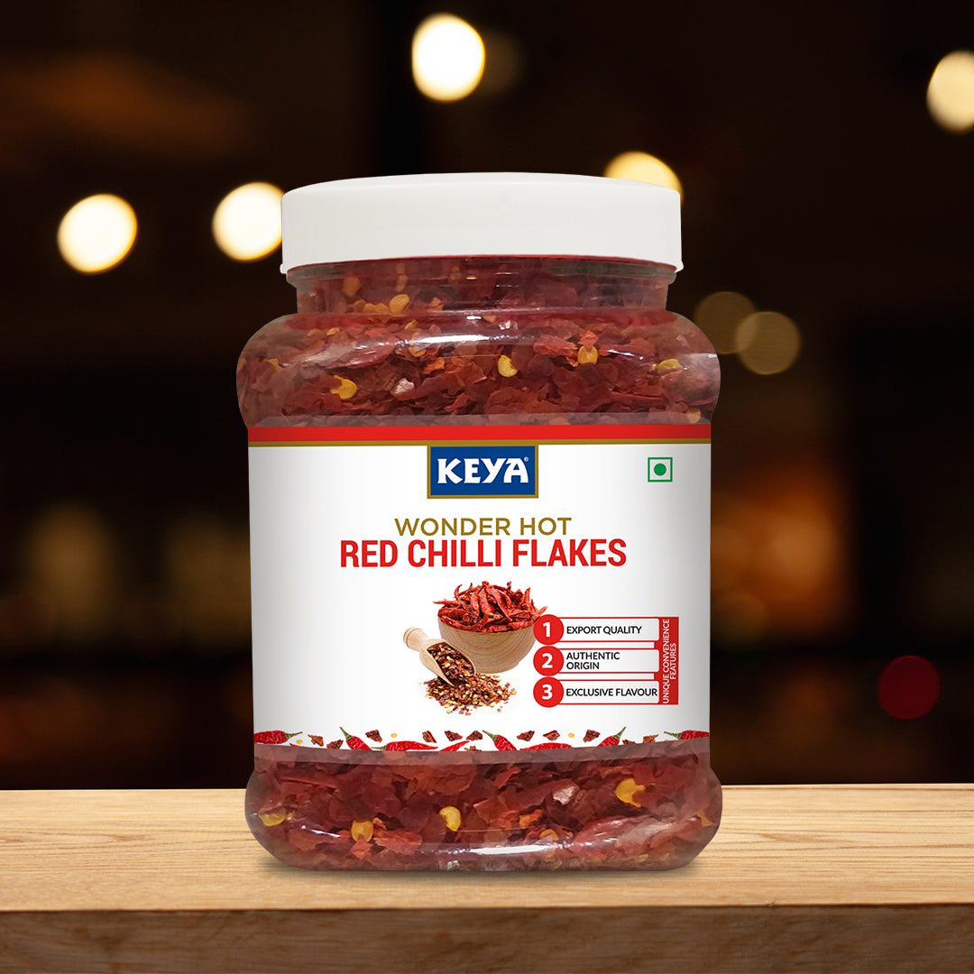Keya Red Chilli Flakes - 300g | Premium Quality Crushed Red Chili for Bold, Spicy Flavor | Perfect for Cooking, Seasoning, and Garnishing | Ideal for Pizzas, Pastas, Indian and Mexican Dishes | 300g