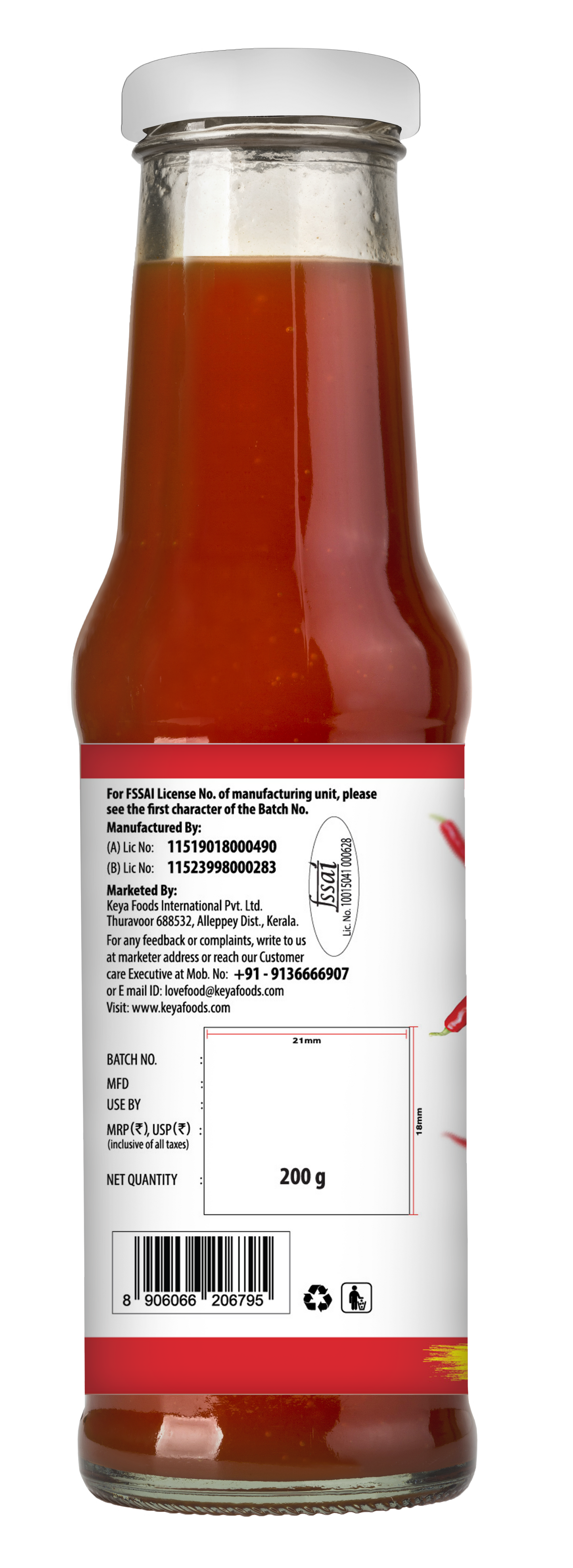 Keya Chinese Sauce Combo- Red Chilli Sauce 200g, Green Chilli Sauce 190g, Dark Soya Sauce 210g, Combo Pack 3