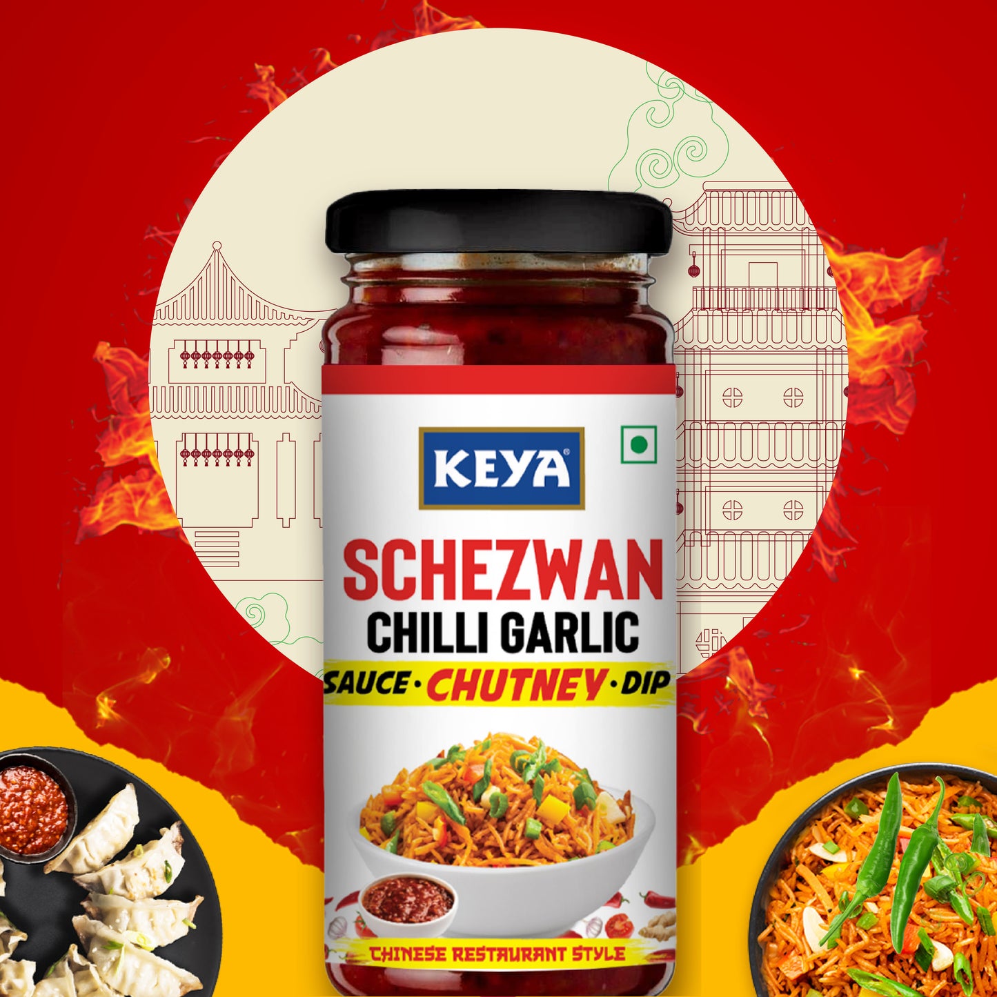 Keya Schezwan Chilli Garlic Chutney -250 gm Each (Pack of 2)