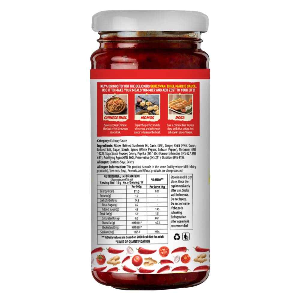 Keya Schezwan Chilli Garlic Chutney -250 gm Each (Pack of 2)