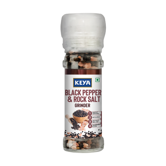 Keya Black Pepper & Rock Salt Grinder 80g