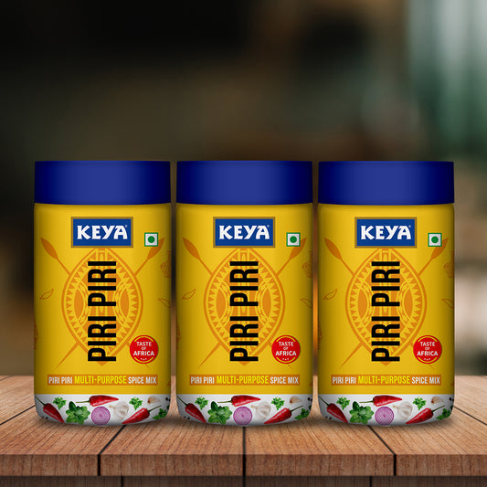 Keya Piri Piri | Peri Peri | Exotic Spice Mix | Multi-purpose Seasoning | Zero Artifical Colours | No Added MSG | Instant Seasoning Mix |Marinade Mix, Dip Mix, Sprinkler| Perfect for Fries, Sweet Corn, Makhana, Papad, Khichdi| 100g | Pack of 3