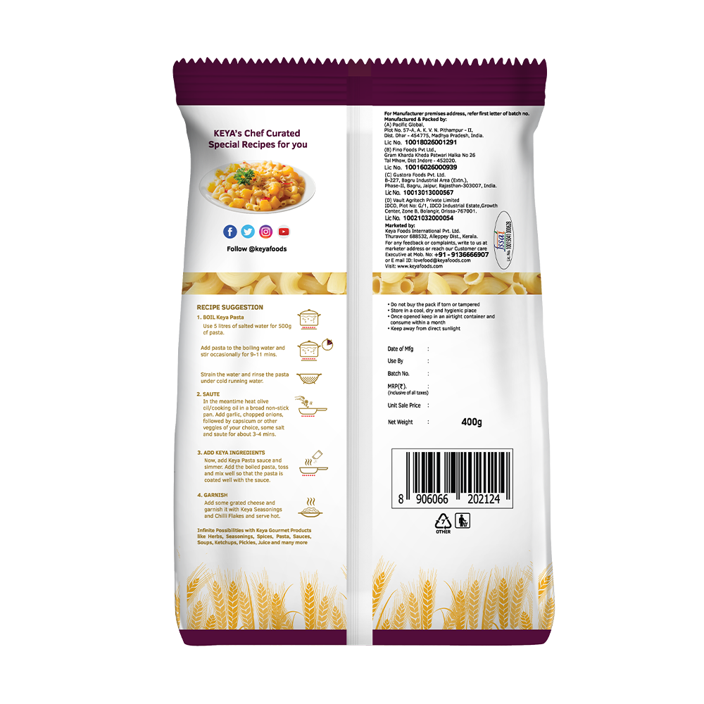 Keya 100% Durum Wheat Elbow Pasta, 400g