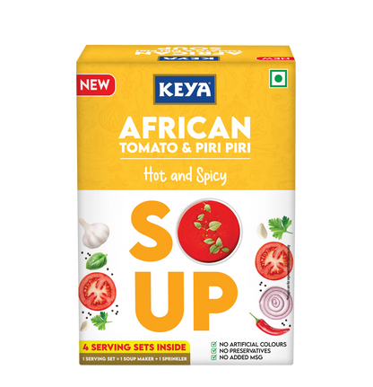 Keya Italian Soup Cream & Herbs 44g| Keya African Soup-Tomato & Piripiri 56g, Pack of 2