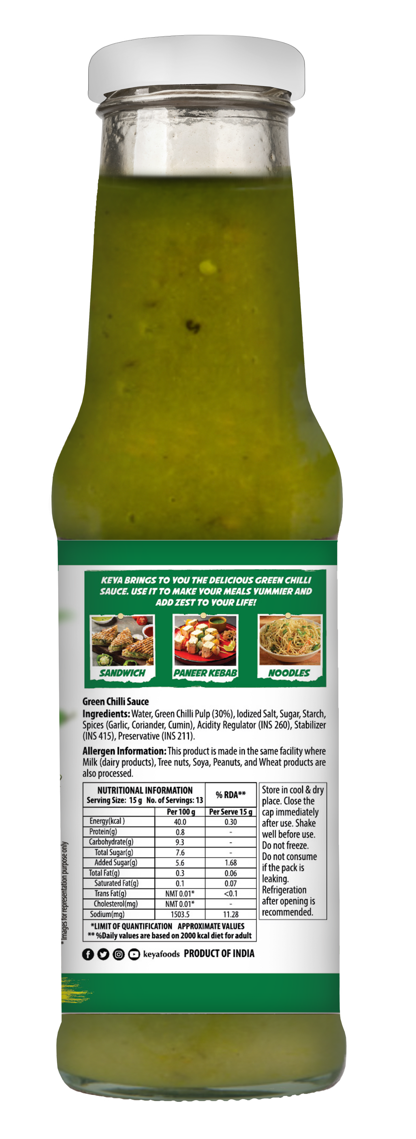 Keya Chinese Sauce Combo- Red Chilli Sauce 200g, Green Chilli Sauce 190g, Dark Soya Sauce 200g,Pack 3